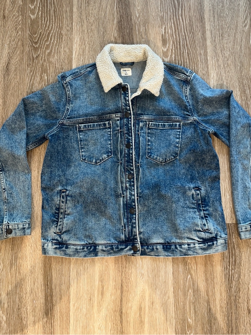GAP Blue Denim Sherpa Collar Jacket